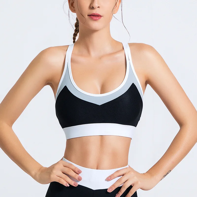 

Beautiful Back Underwear Woman U-Neck Sling Shockproof Elasticity Breathable Anti-Static Gathered Top Bra Yoga Sports Female