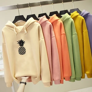 Женская толстовка с капюшоном Harajuku, в стиле панк, хип-хоп, женская зимняя Толстовка в Корейском стиле, уличная одежда большого размера, пальто с принтом ананаса