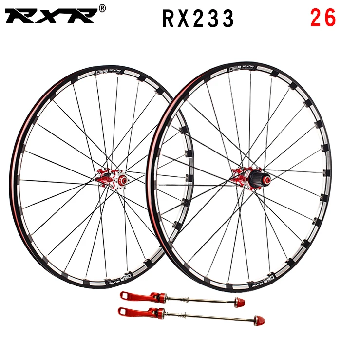 26 Red 100x135mm RXR колеса для горного велосипеда, внедорожные, MTB, углеродные, 26 27,5, 29 дюймов, RX233, дисковый тормоз, 5 подшипников, 7-11 S, через ось/QR, колеса для велосипеда - Цвет: 26 Red 100x135mm