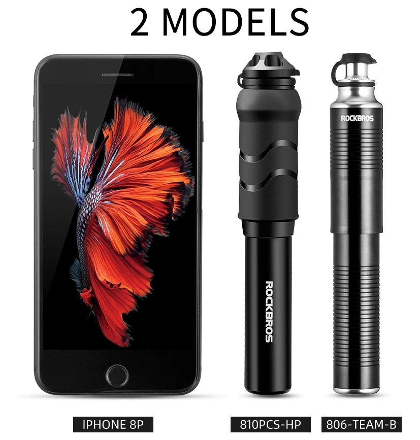 

ROCKBROS Bicycle Pump Mini Portable Light Aluminum Alloy Bike Pump Air Pump Mountain Cycling Tire Inflator Schrader Presta Valve