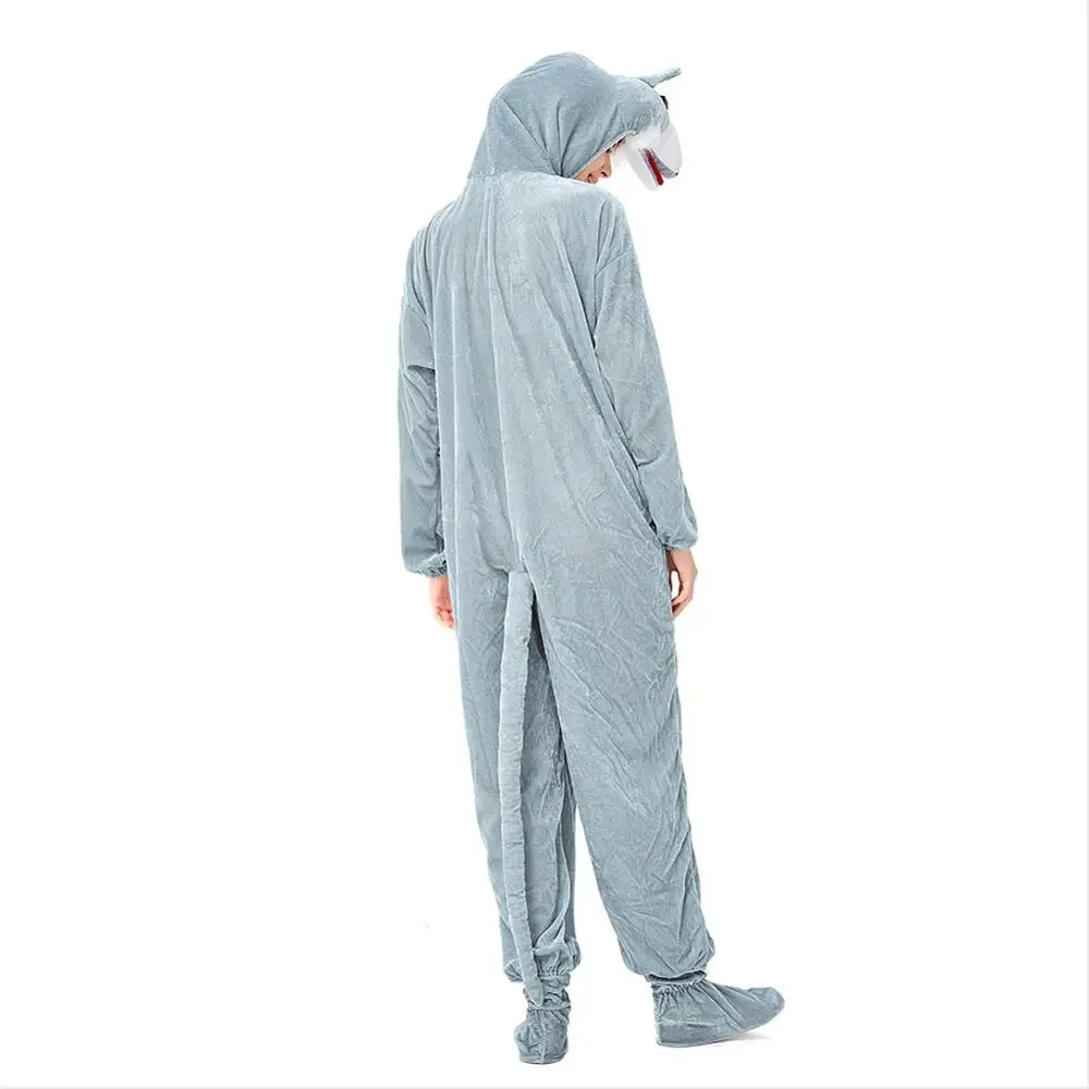 Животные кигуруми волк костюм для взрослых Для мужчин женщин фланель комбинезон