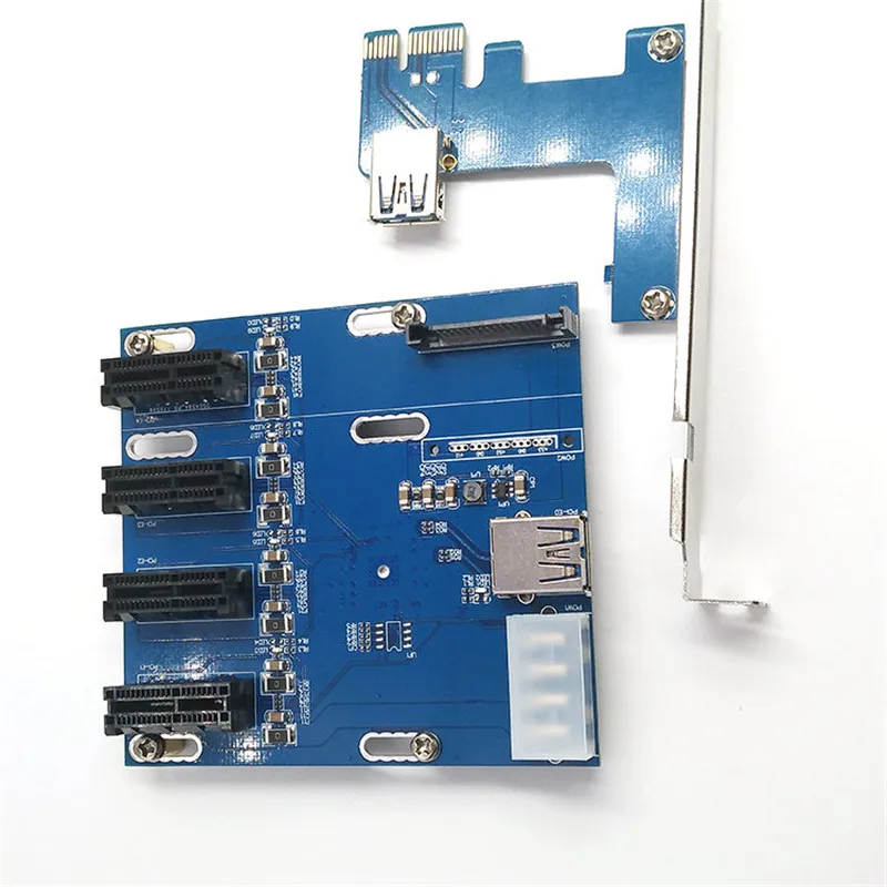 

Переходная плата PCI-E на PCIe от 1 до 4 PCI-E 1X плата расширения 4-портовый слот PCIe от одного до четырех