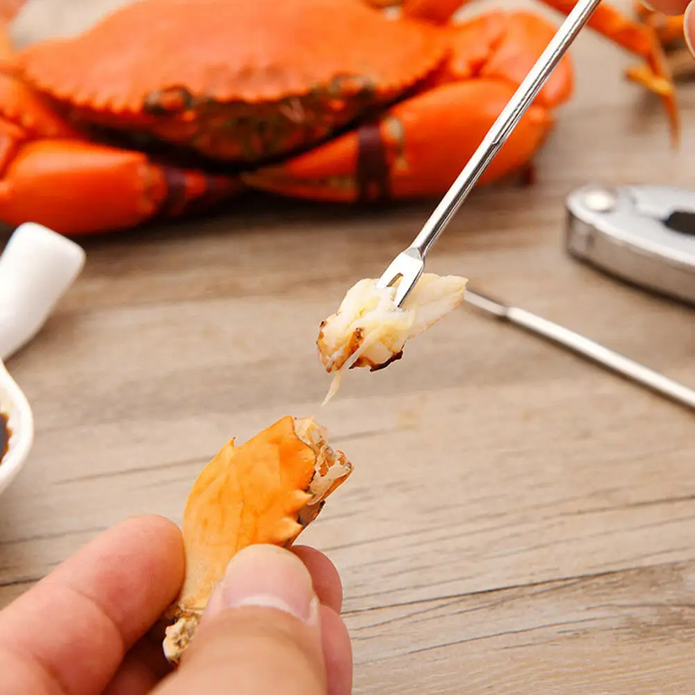 

10Pcs/lot Multi Function Lobster Crab Needle Stainless Steel Walnut Needle Fruit Fork Kitchen Gadgets Seafood Tools