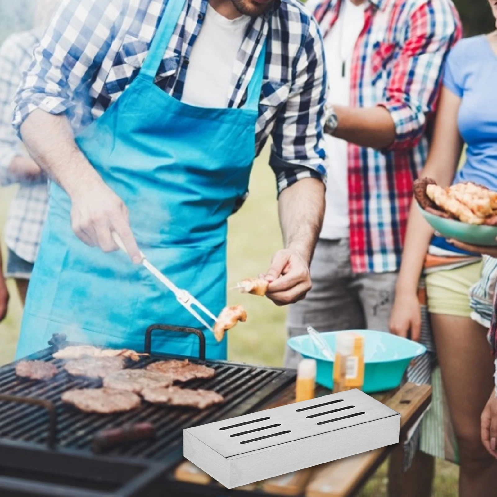 

BBQ Smoker Box Stainless Steel Grilling Accessory for Barbecue Kitchen Cooking Tool