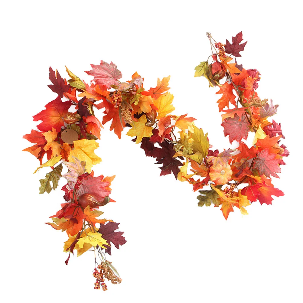

1Pc Harvest Festival Maple Leaf Wreath Front Door Autumn Wreath (Golden)