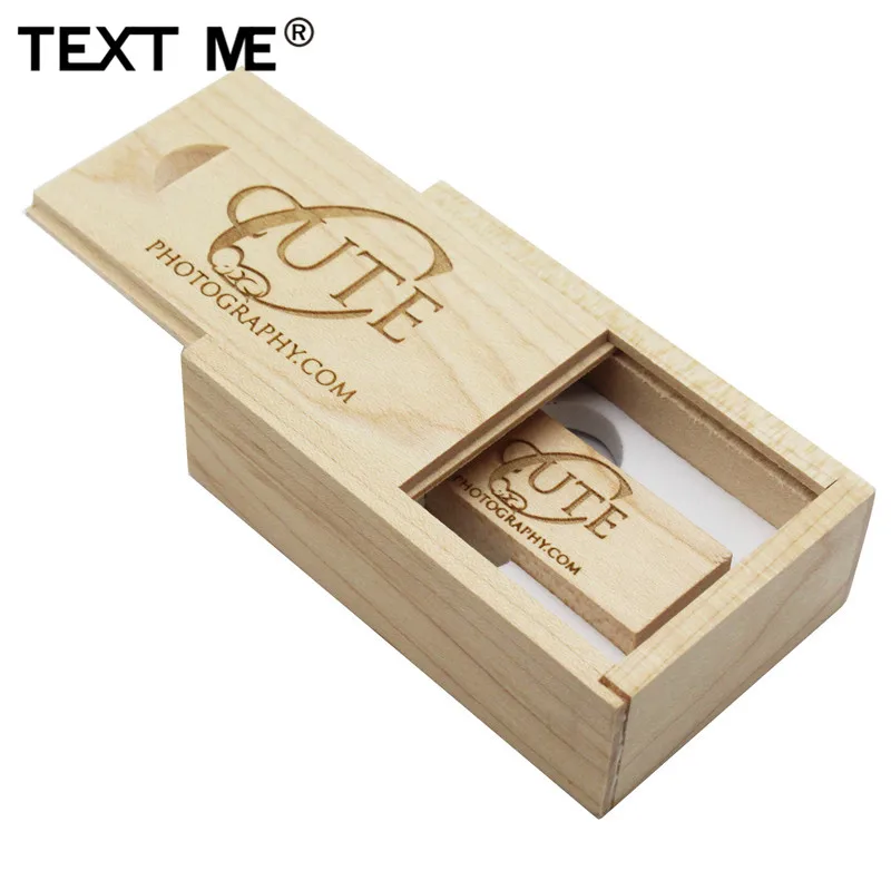 Usb флеш накопитель с логотипом TEXT ME maple wooden + box 4 ГБ 8 16 32 64 usb 2 0|USB флэш-накопители| |