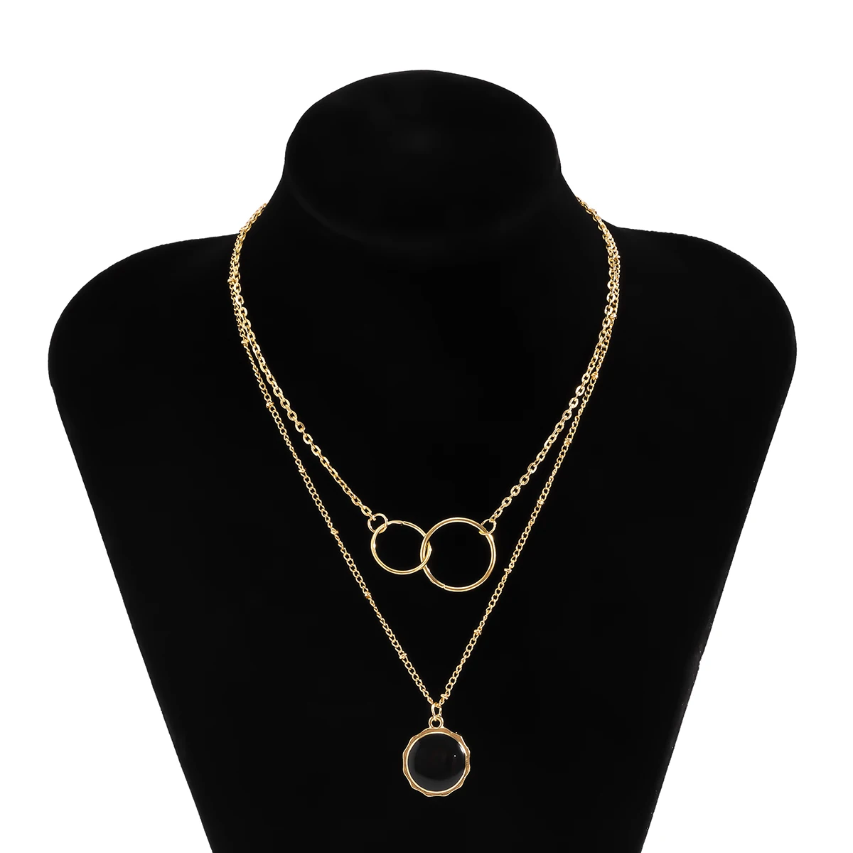 

SHIXIN Layered Link Circle Black Coin Pendants Necklaces for Women Fashion Gold Color Choker Necklaces 2021 Trendy Jewelry Gifts
