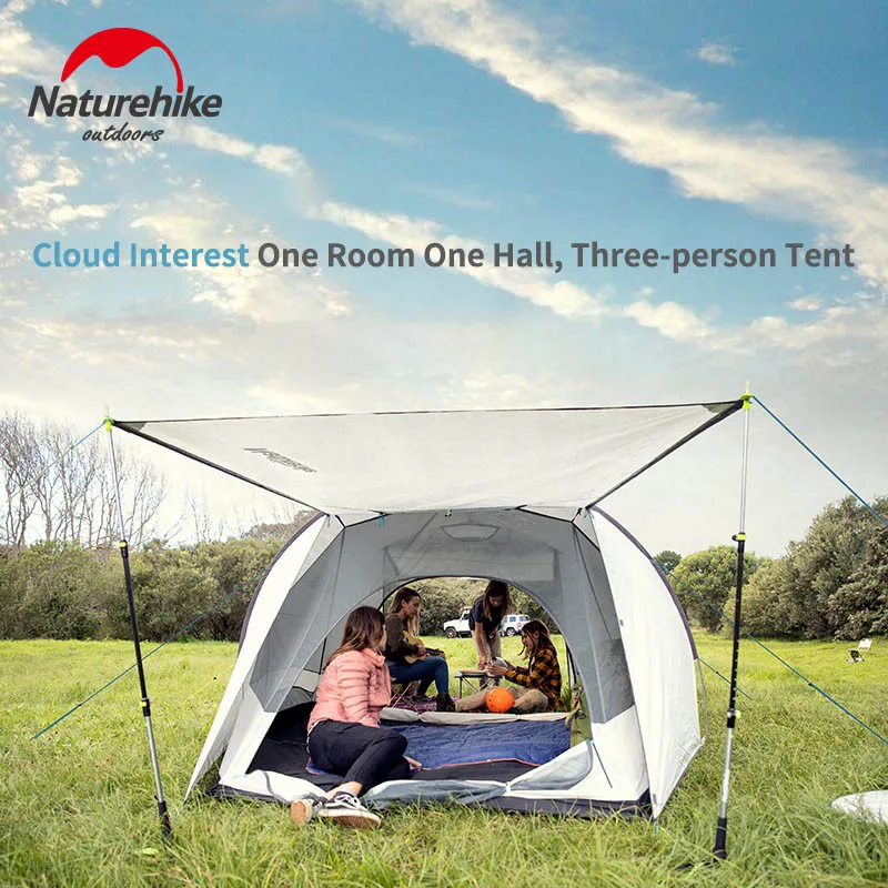 Naturehike 2019 новый семейный тент для кемпинга на трех человек большая двустворчатая