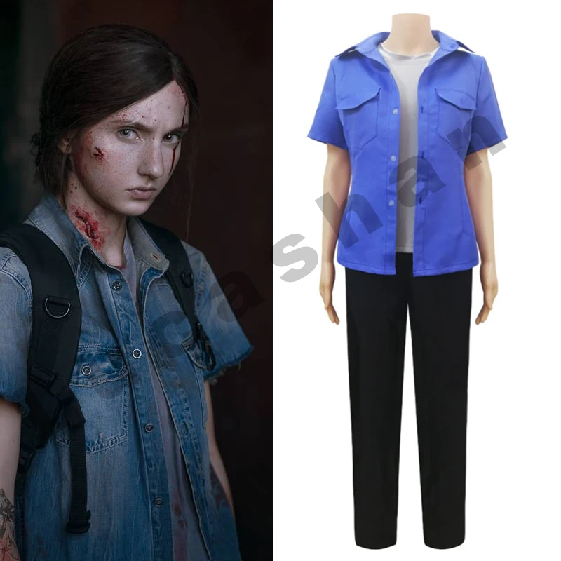 

Game The Last of Us Part II Ellie Cosplay Costumes Shirt Pants T-shirt Men Women School Uniform Halloween Adult Costume Tops