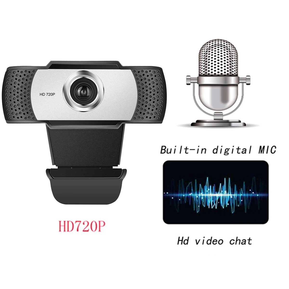 

720P Webcam With Digital Microphone 5MP Optical Lens USB 2.0 Free Driver Laptop Desktop Computer Web Camera Cam For Video Call