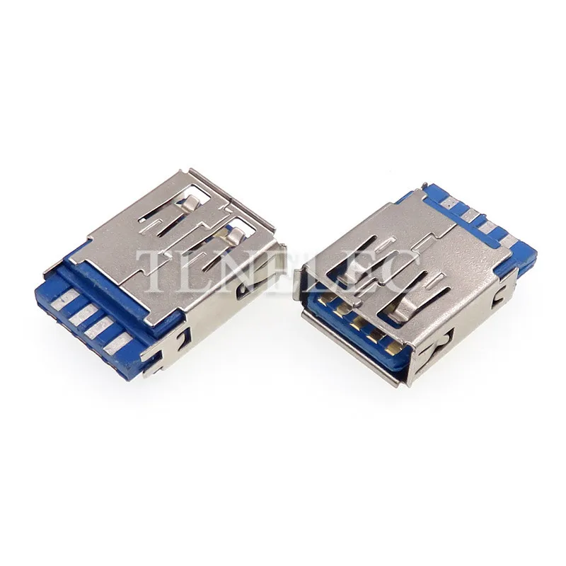 10pcs 3.0 USB Type A Female Curling Connector 9 Pins High Speed Transmission Data Interface Jack Plug with Shrapnel - купить по