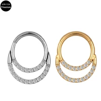 f136 titanium piercing zircon stone superior quality hight segment rings open small septum piercing nose earrings jewelry