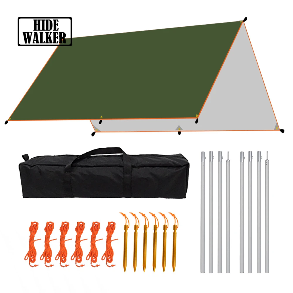 

Camping Tarp Tent with Ropes Pegs and Poles Sun Awning Picnic Shelter Pergolas for Garden Sun shade Set for Self-driving Tourism