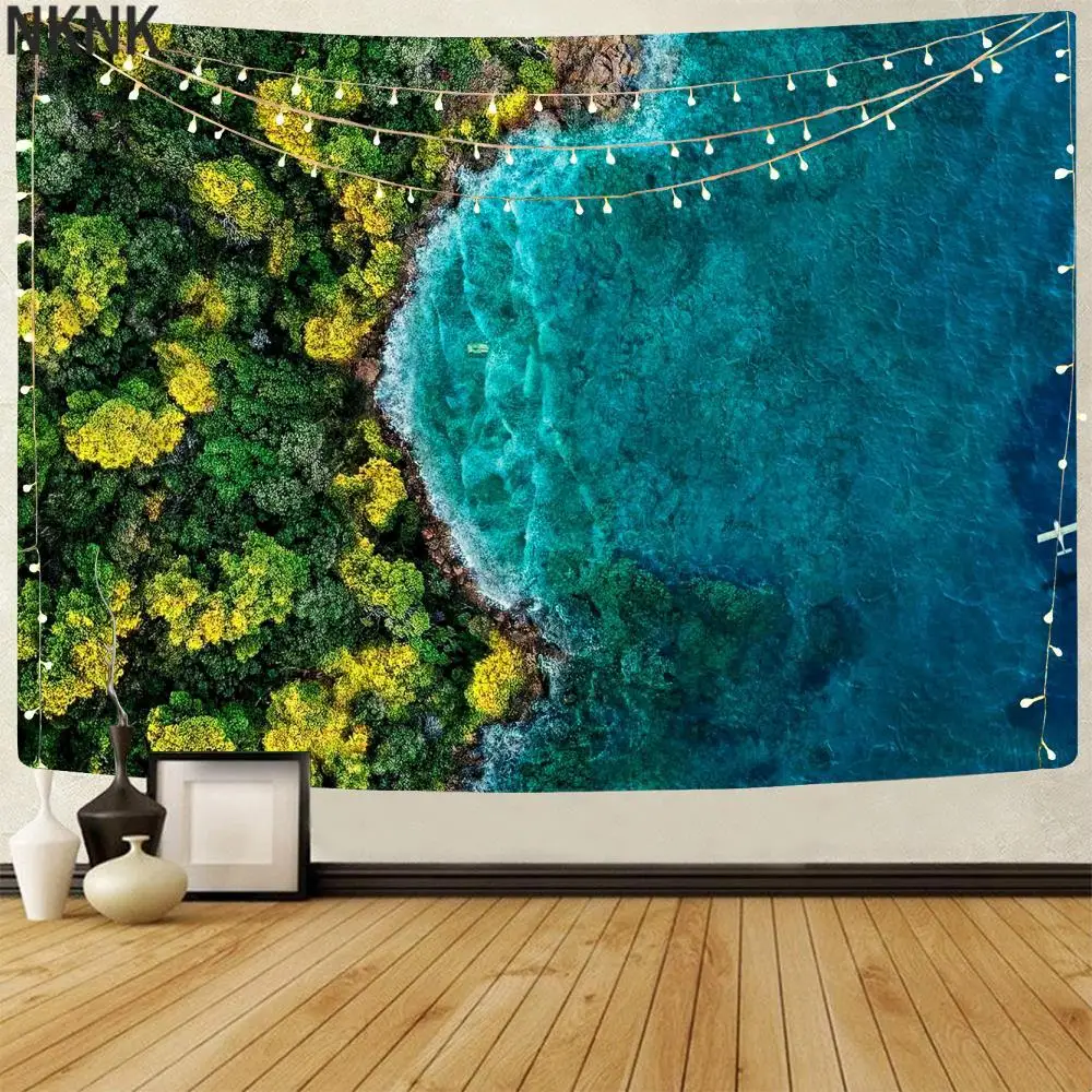 

NKNK Natural Tapestry Ocean Rug Wall Forest Home Tapestrys Landscape Tapestries Decor Mandala Witchcraft Printed
