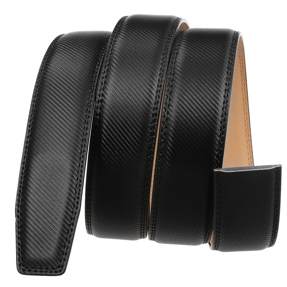 Fashion Man Automatic Ratchet  Genuine Leather Belt Strap Without Holes Ratchet Belt Strap