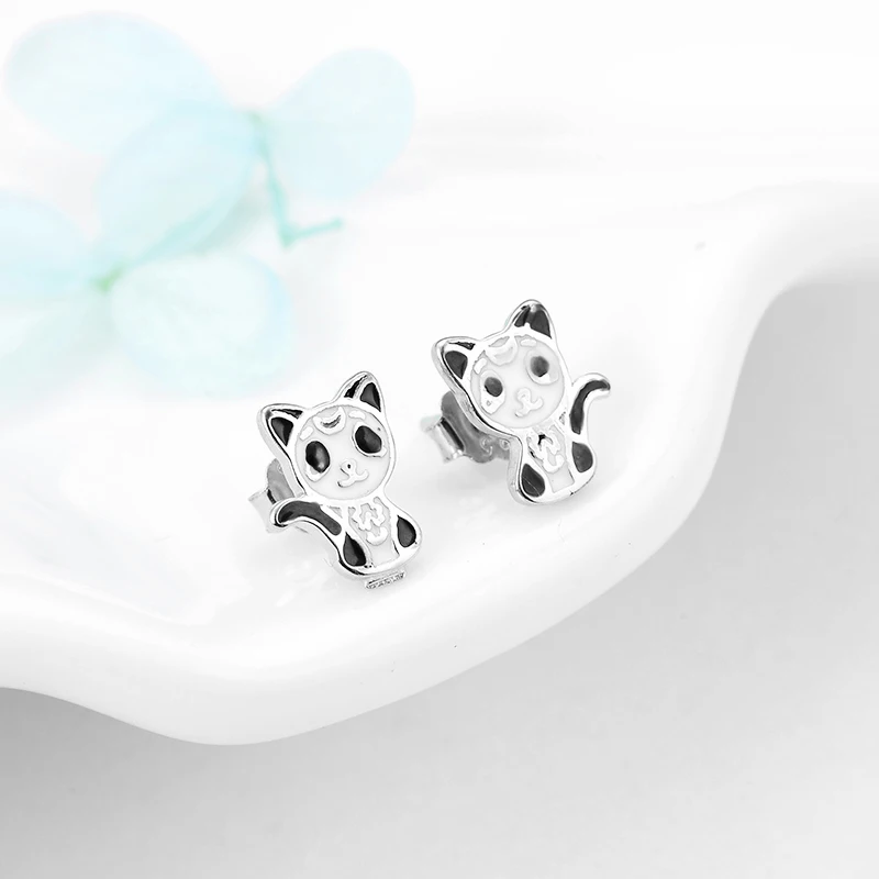 Женские серьги-гвоздики из серебра 925 пробы с эмалью | Украшения и аксессуары