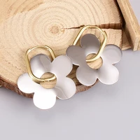 2022 new autumn and winter flower simple titanium steel earrings for women korean fashion jewelry design personalized earrings