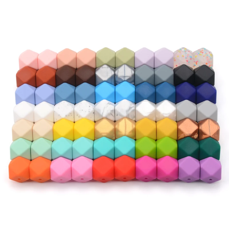 LOFCA 10 шт./лот 17 мм шестигранные силиконовые бусины для ожерелья-прорезывателя