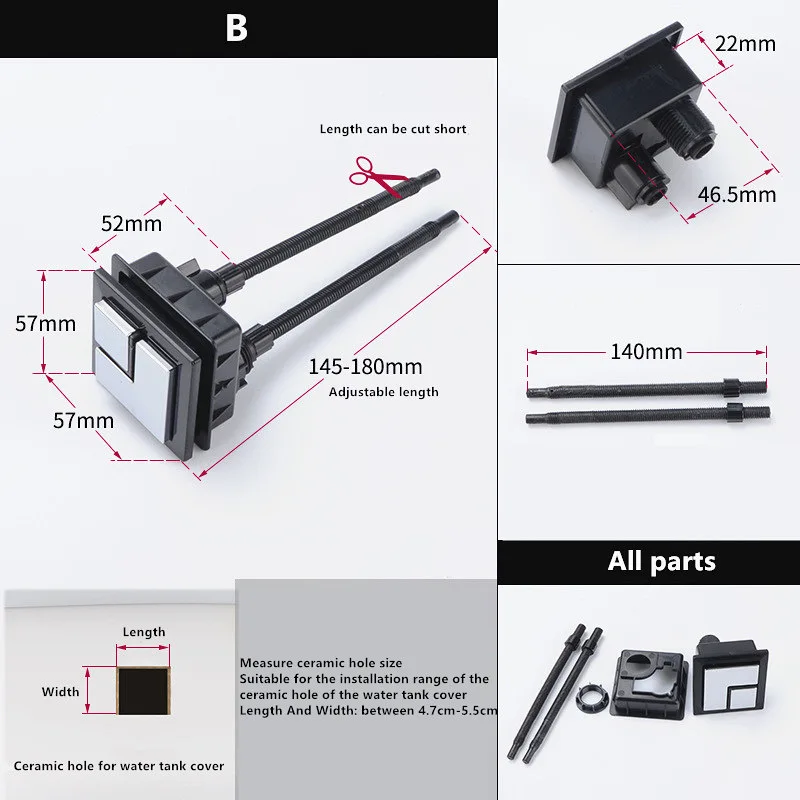 

Смывной переключатель унитаза, квадратная двойная кнопка, пресс для резервуара для воды, кнопка для унитаза, сиденья унитаза, клапан для резервуара для воды, JO21017