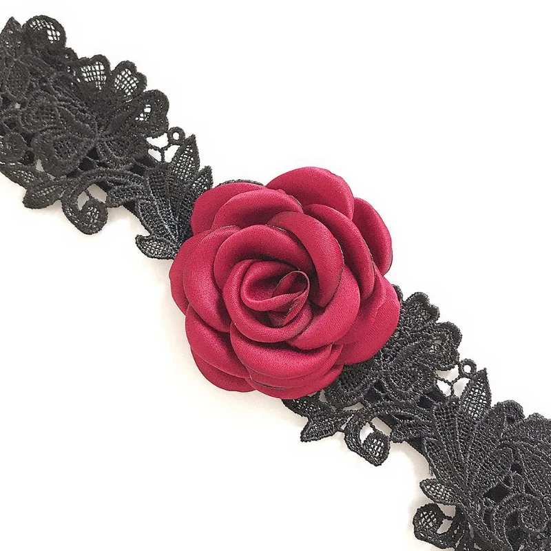 

2Pcs Wedding Rose Flower Thigh Garter Belt Set Crystal Lace Stretchy Leg Rings