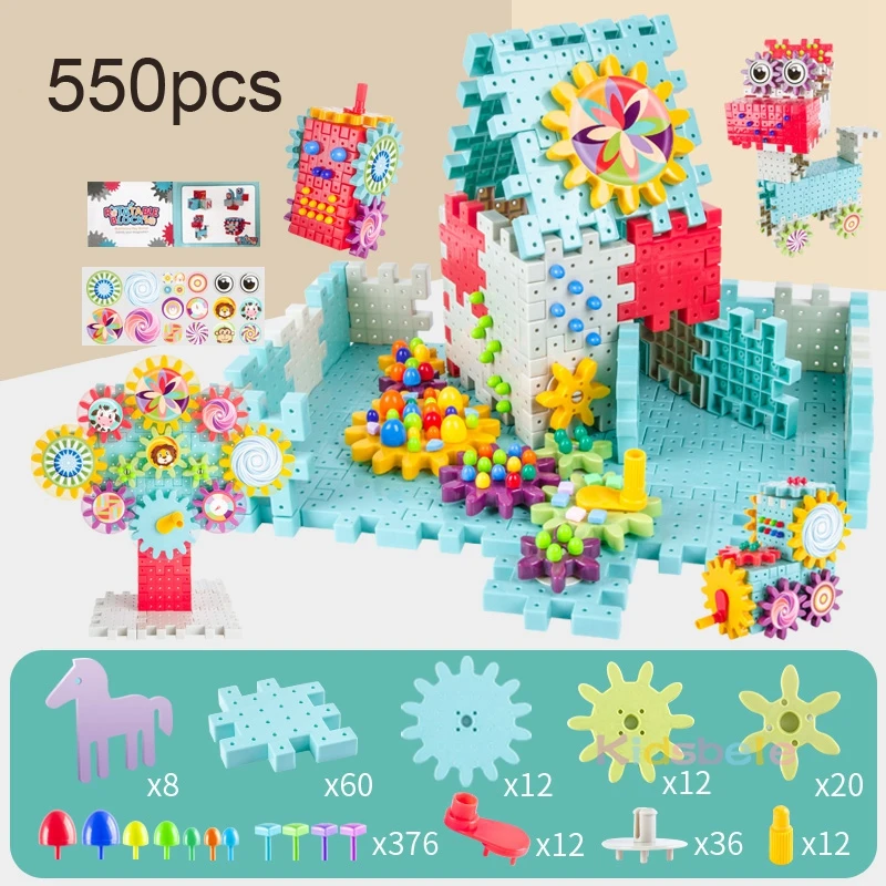 Детские 3D шестерни блок DIY игрушка гриб гвоздь Пластиковые развивающие игрушки