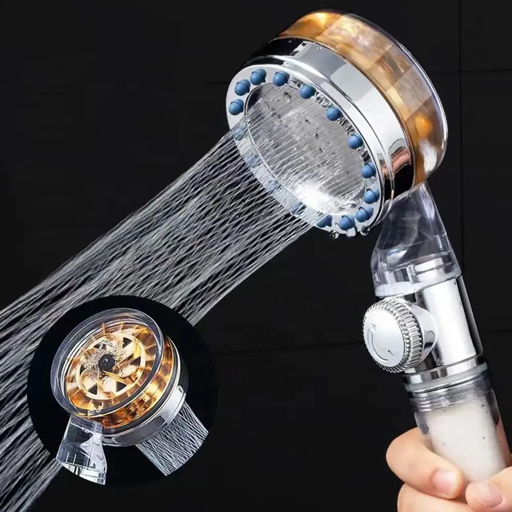 

Turbo Shower Head Pressurized Nozzle One-Key Stop Water Saving High Pressure Shower Head Magic Water Line Bathroom Accessories
