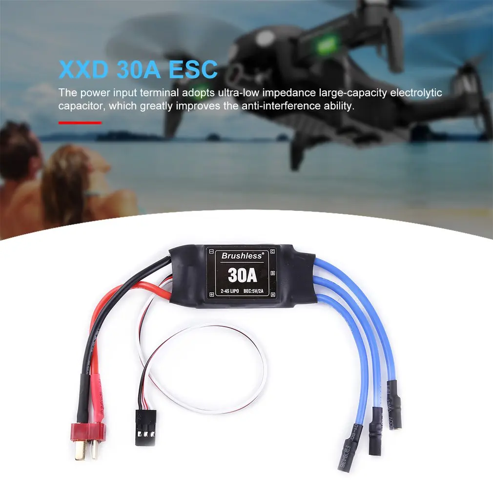 Бесщеточный контроллер скорости двигателя XXD 30A 2 4S ESC RC BEC T Plug 450 V2 Вертолет лодка