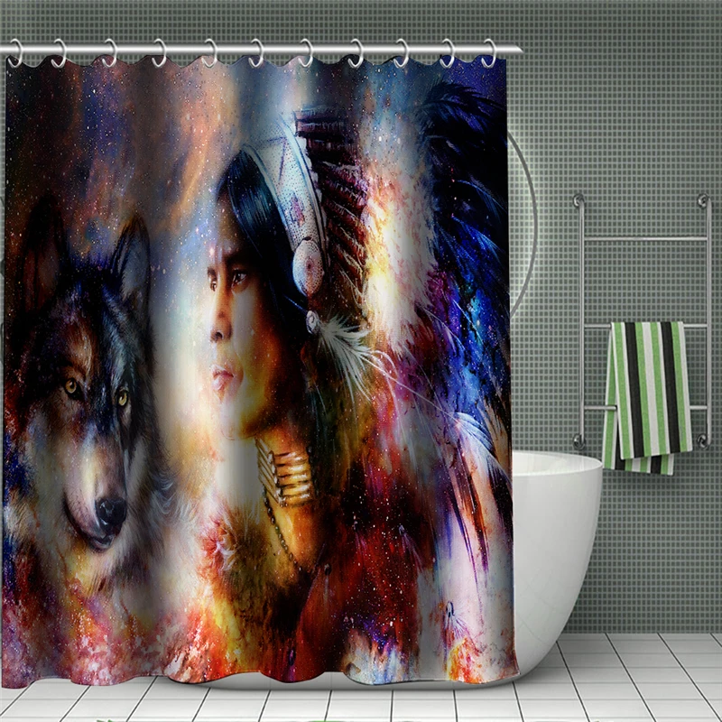 Волчья печать Psychedelic занавески для душа водонепроницаемая ткань полиэстер