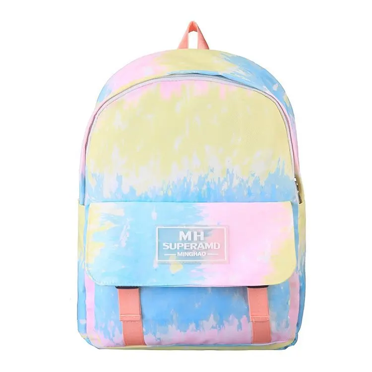 

College style fashion personality gradient color tie-dye student schoolbag sweet girl all-match backpack