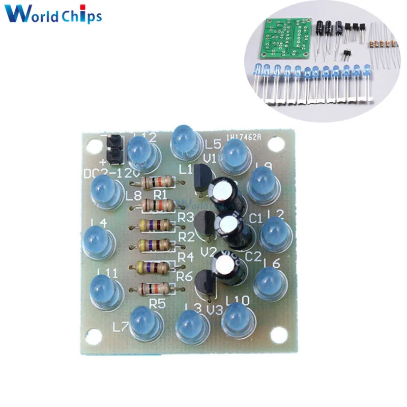 Набор круглых светодиодных ламп DIY Blue 12 Светодиодный т.|Интегральные схемы| |