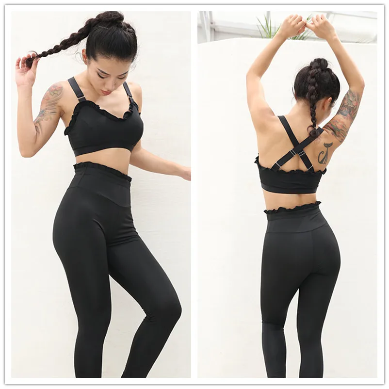 Комплект из 2 предметов комплект для йоги с рюшами бюстгальтер перекрестными