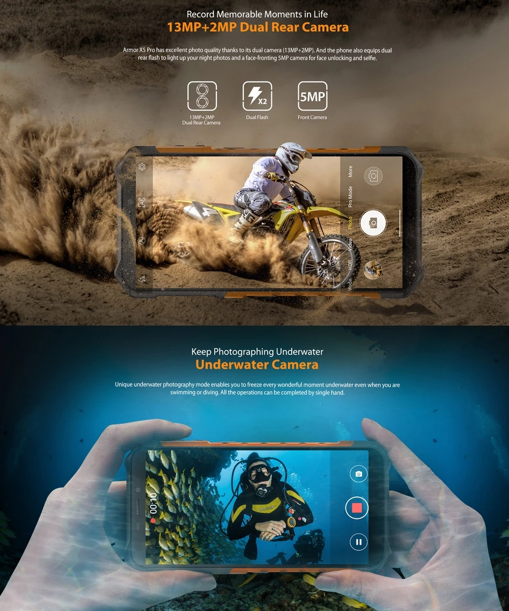 Ulefone Armor X5 Pro Rugged Waterproof Smartphone 4GB+64GB Octa Core Android 10.0 Cell Phone NFC 4G LTE Mobile 5000mAh | Мобильные