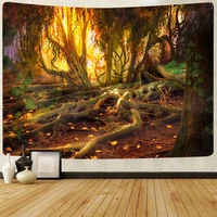 psychedelic forest tapestry nature scenery tree mountain wall hanging tapestries for living room bedroom home decor