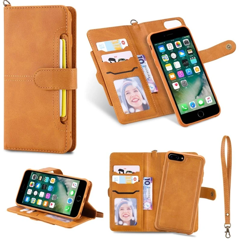 

Флип-чехол для iPhone 7, 8 Plus, роскошный Съемный кожаный чехол-бумажник, чехлы для телефонов, магнитный чехол для iPhone 11 Pro, 8 Plus, 7Plus, XS, XR, X