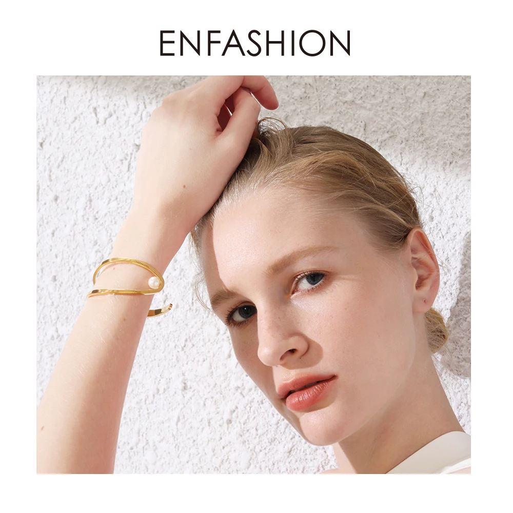 Женский Браслет манжета ENFASHION браслет золотистого цвета с жемчугом и c образной