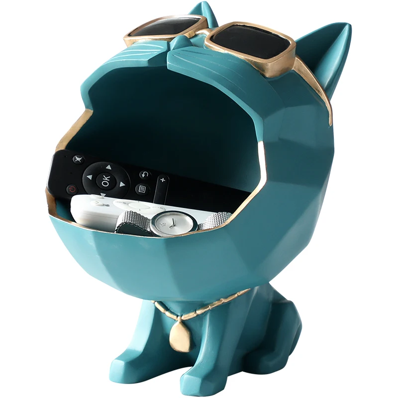 

Big mouth Lucky Cat Storage Box Home Decoration Resin Art Sculpture Figurines home decor gift Dog decorative porch key accept