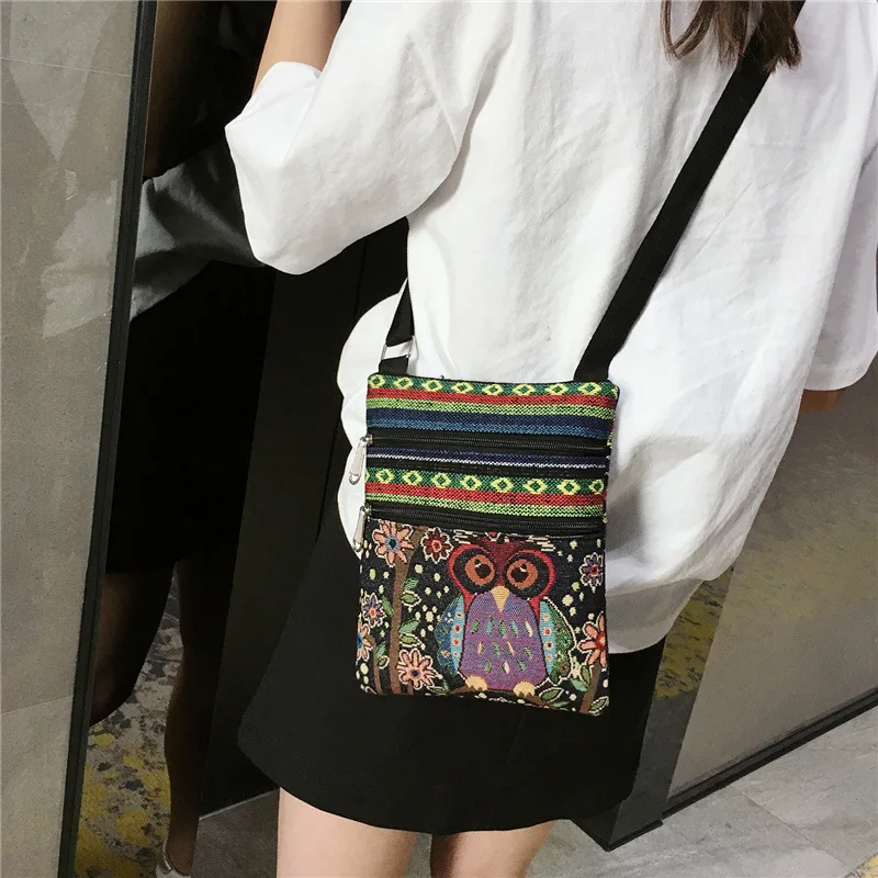 Женская мини-сумка с мультяшным принтом совы сумка-конверт на плечо повседневный