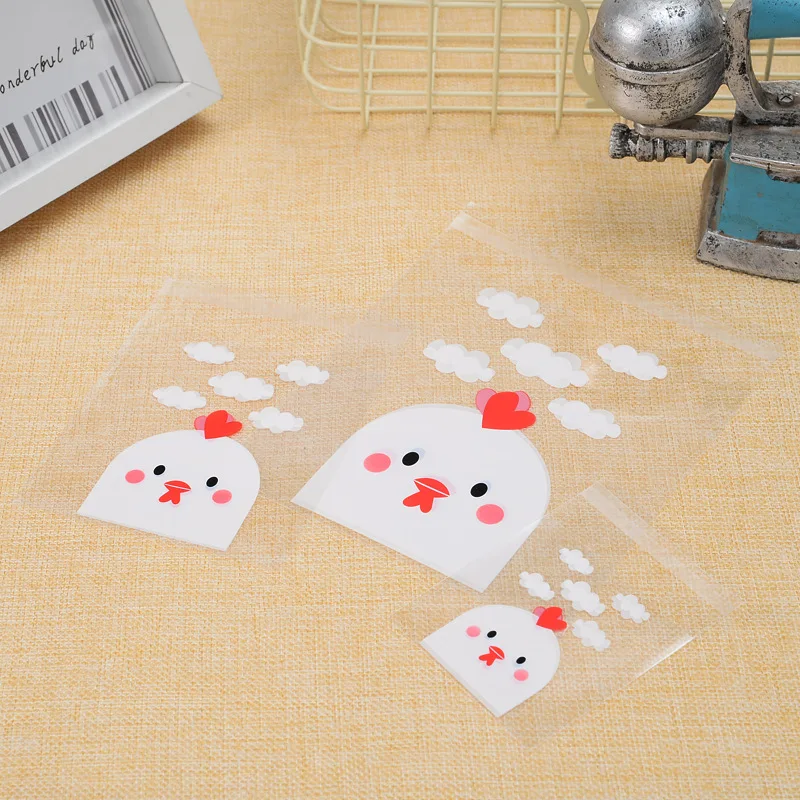 Милые самоклеящиеся Упаковочные пакеты для цыплят opp печенья вечерние украшения