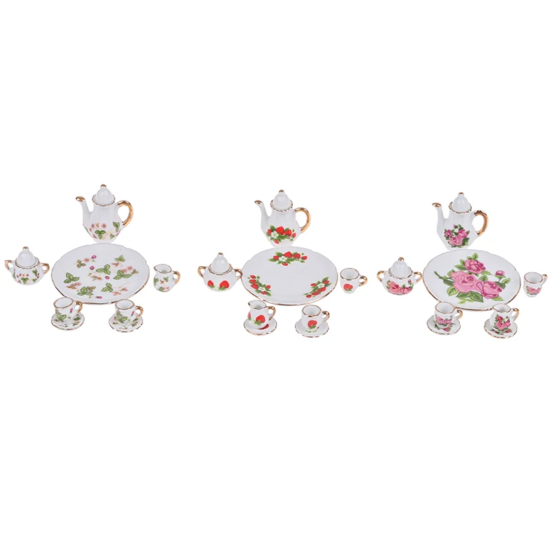 8 шт. тарелка чашка цветочный принт кукольный домик миниатюрные товары для