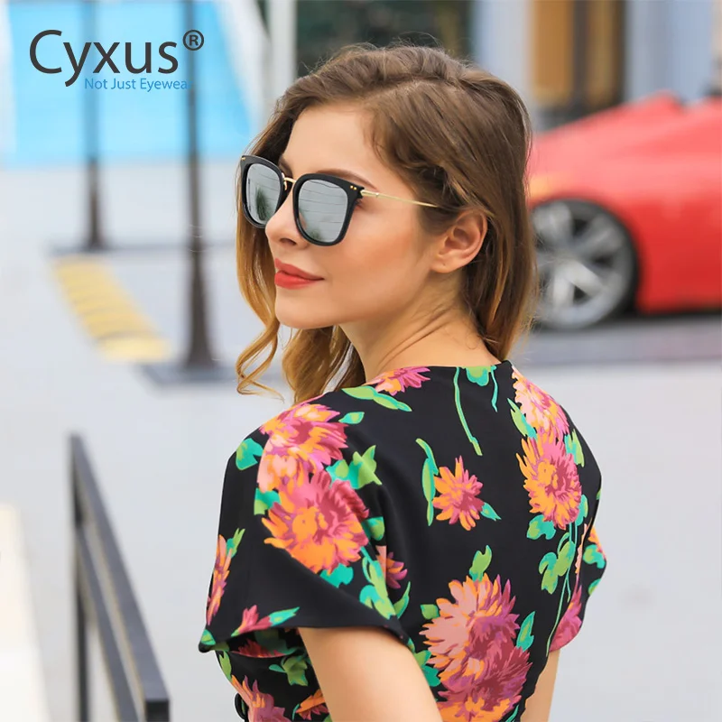Cyxus Classic UV 400 поляризованные солнцезащитные очки зеркальные негабаритные солнцезащитные очки с защитой UVA UVB для женщин-1913