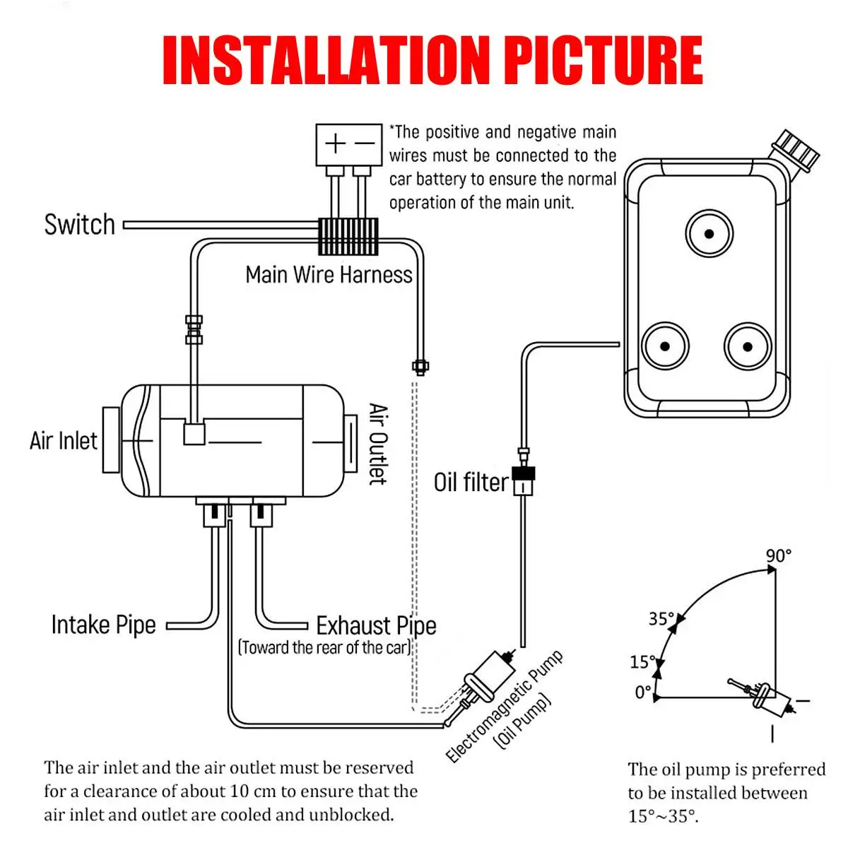 Автомобильный обогреватель с 4 отверстиями 12 В 5 кВт