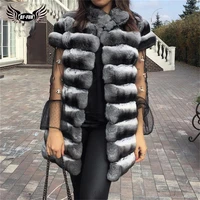 winter fashion real chinchilla rex rabbit fur vest for women high quality rex rabbit fur coats full pelt natural gilets luxury