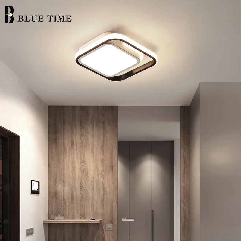Luz Led de techo moderna para dormitorio, sala de estar, cocina, iluminación interior Simple, pasillo de la lámpara del techo, acrílico, blanco y negro