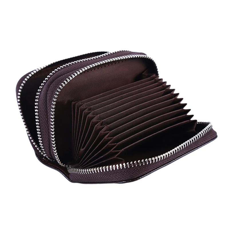

Multi-Card Slot Card Holder Double Zipper High Quality Simple Solid Color Bags Portable Small Fresh Woman Lady Card Holder