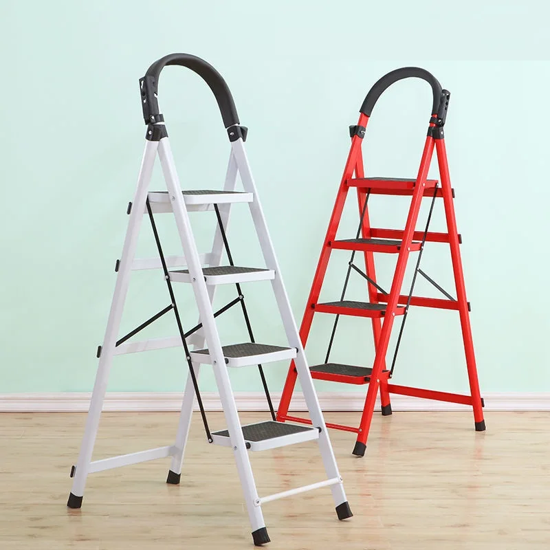 Folding Ladder Home Carbon Steel Thickening Indoor Herringbone Mobile Stairs Telescopic Step Multifunctional Escalator Safe |