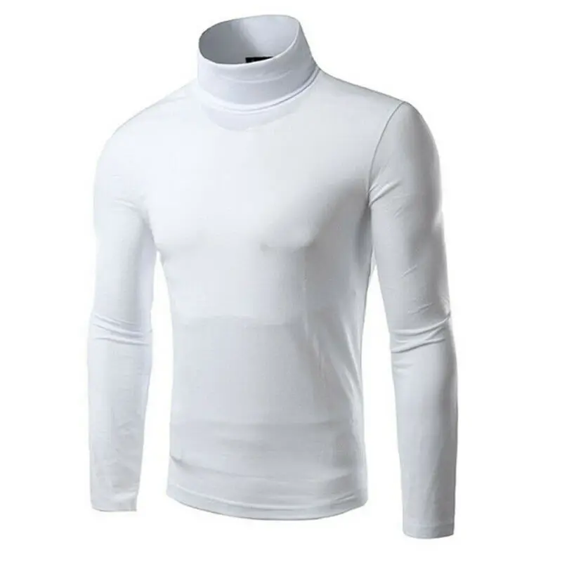 

Men's Autumn Winter Warm Cotton High Neck Pullover Jumper Sweater Tops Full Sleeve Turtleneck Solid Shirts Pullovers