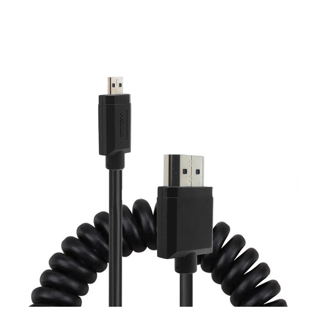 

OD 3.0mm Mini-HD-to Coiled 4k Cable HD-2.0 To Micro HDTV-compatible Stretch Spring Curl Flexible Thin Cables 2k 4k Hd @60hz