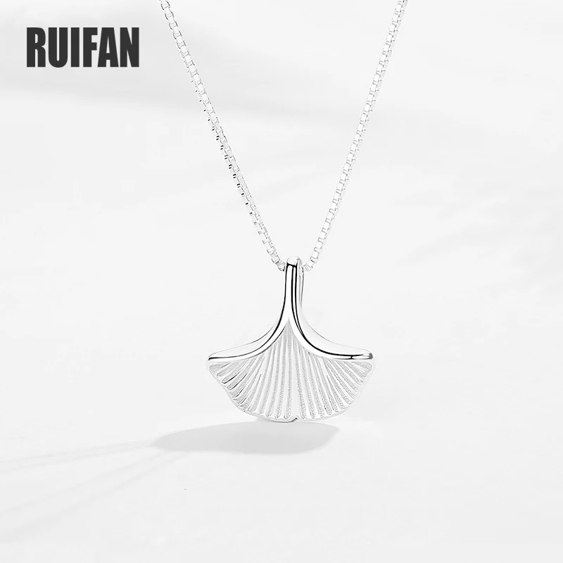 

Ruifan Ginkgo Leaf 925 Sterling Silver Pendant Necklaces for Women Box Chain Necklace Trendy Fine Jewelry Accessories YNC057