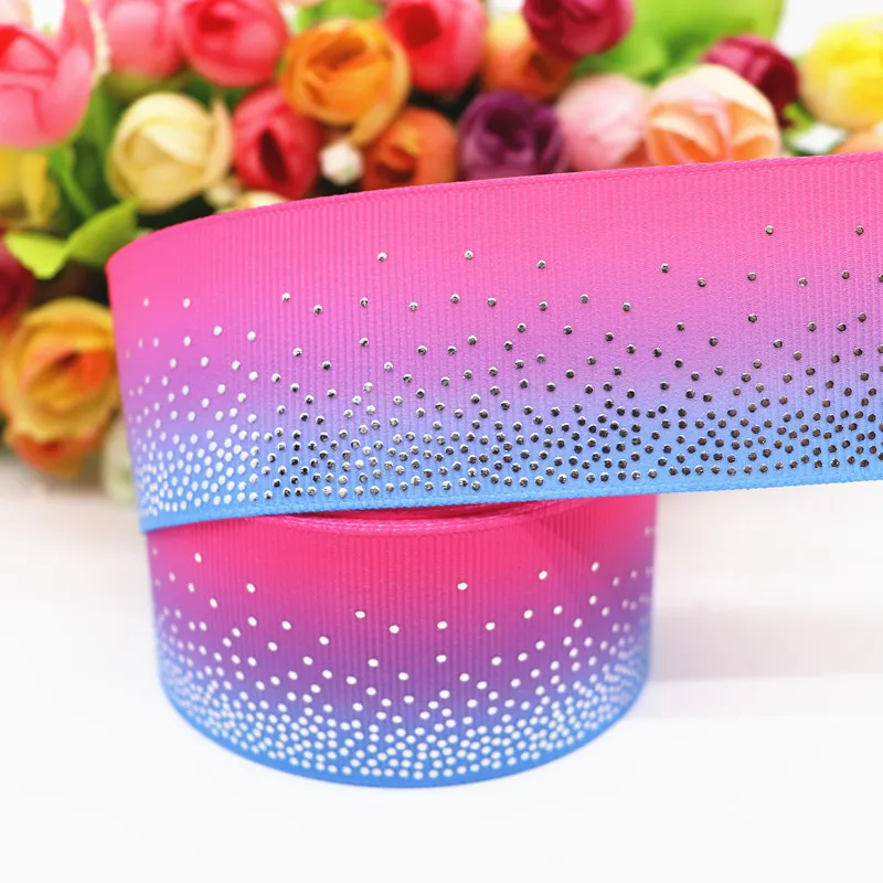 10 Yards 1.5&quot 38MM Silver Dots Foil Rainbow Printed Grosgrain Ribbon For Hair Bows DIY Crafts Handmade Accessories M19091601 | Дом и сад
