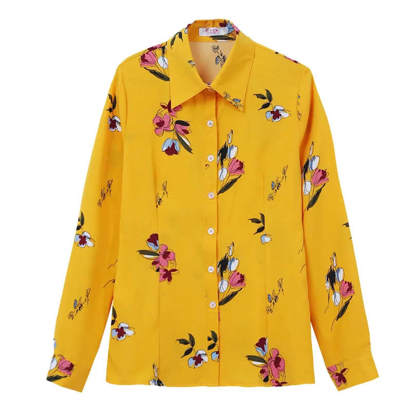 

Korean Women Shirts Chiffon Blouses for Women Long Sleeve Shirt Office Lady Print Shirts Tops Plus Size 5XL Woman Floral Blouse